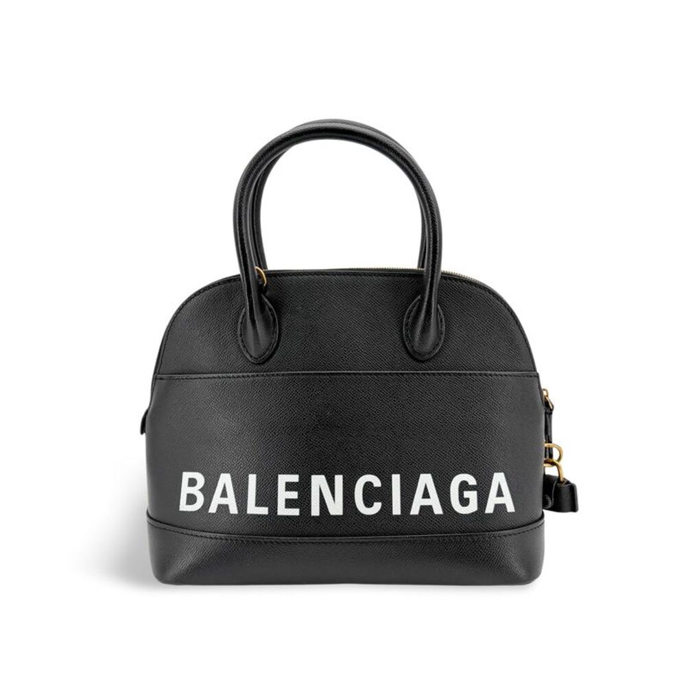 Balenciaga Logo Ville Leather Black Calfskin Handbag